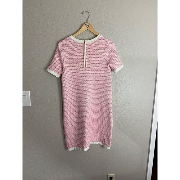 Milly Of New York Women's Pink Short Sleeve Tweed Knit A Line Dress - P - Picture 4 of 12